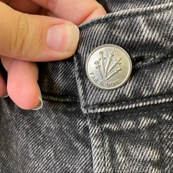 NWT Rag & Bone Maya High Rise Shorty Wide Leg Jeans in Black Opal Size 34 - Picture 10 of 16